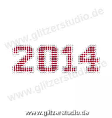 Glitzernde Motive 'Schrift 2014' aus funkelnden Strass 2203