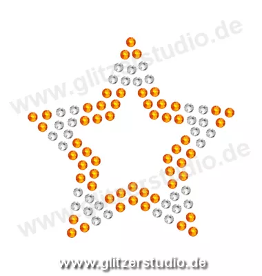Sterne aus Strass 'Stern7-25 orange' zum aufbügeln 2075