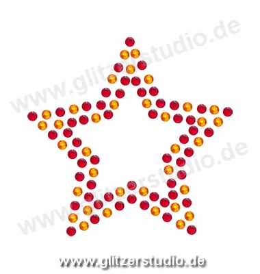 Sterne aus Strass 'Stern7-42 rot orange' zum aufbügeln 2091