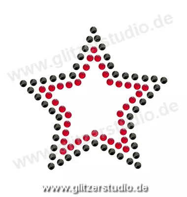 Stern Bügelbild 'Stern7-48 schwarz rot' auf Transferfolie 2097