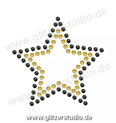 Stern Bügelbild 'Stern7-49 schwarz gold' auf Transferfolie 2098