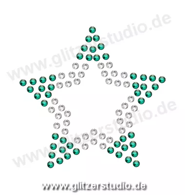 Stern Bügelbild 'Stern7-53 crystal grün' auf Transferfolie 2102
