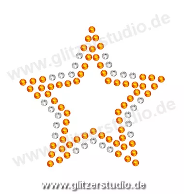 Stern Bügelbild 'Stern7-59 crystal orange' auf Transferfolie 2108