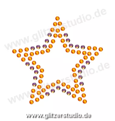 Stern Bügelbild 'Stern7-61 rainbow orange' auf Transferfolie 2110