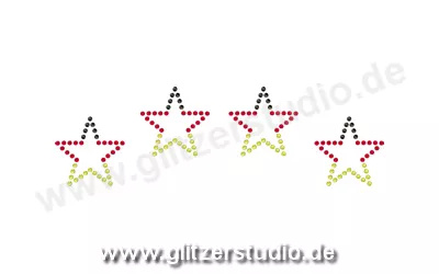 Strass Schwarz Rot Gold 'Vier Sterne1 - DE' aus Glitzersteine 2431